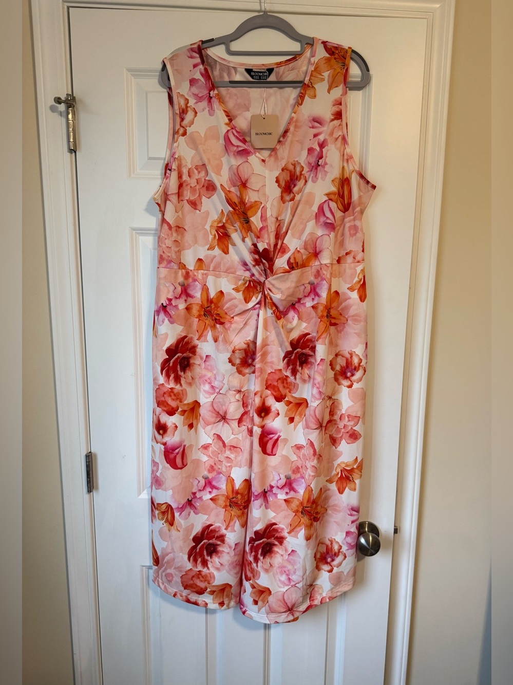 Bloomchic Floral Twist-Front Sleeveless Dress